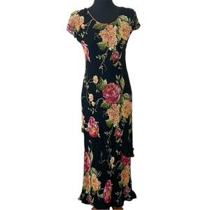 VINTAGE 90s Y2K FLORAL LAYERED MAXI DRESS SIZE 6/SMALL